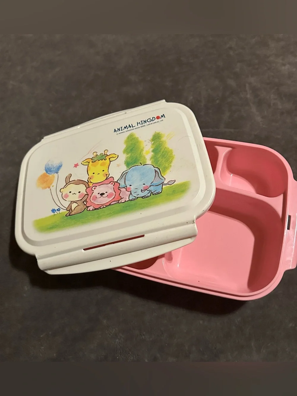 Vintage-Style Lock & Lock Animal Kingdom Pink Bento Lunch Box 5 Compartment Kore